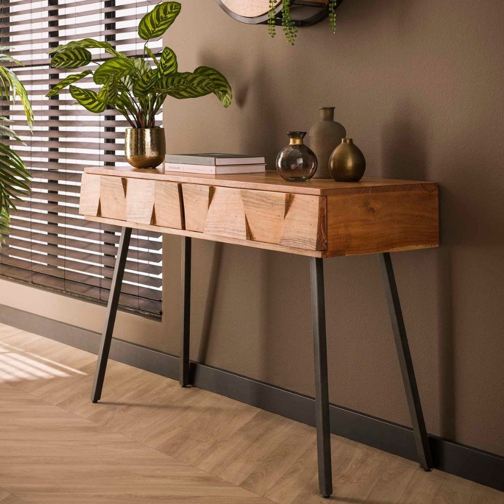 RINGO-Living Kommode RINGO-Living Massivholz Kommode Noelani mit 2 Schubladen in