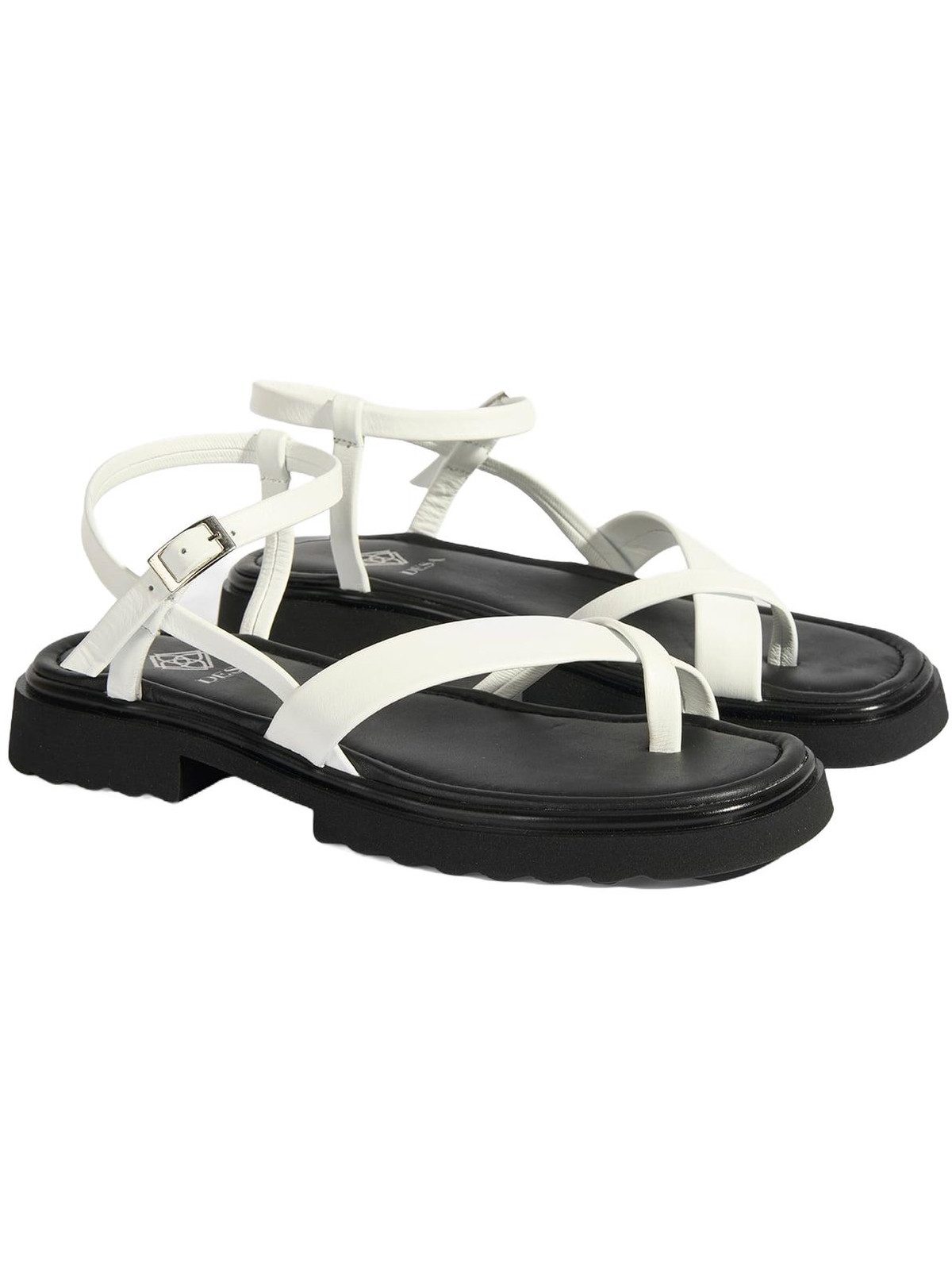 Desa Damen-Sandalen – Obermaterial und Futter aus Leder, flacher Absatz, S Slipper