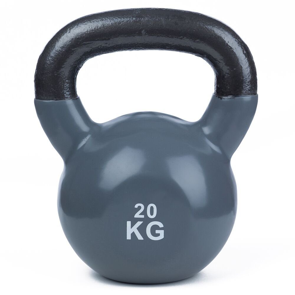 Sport-Thieme Kettlebell Kettlebell Vinyl, Trainiert Ausdauer, Koordination und Beweglichkeit 20 kg, Grau