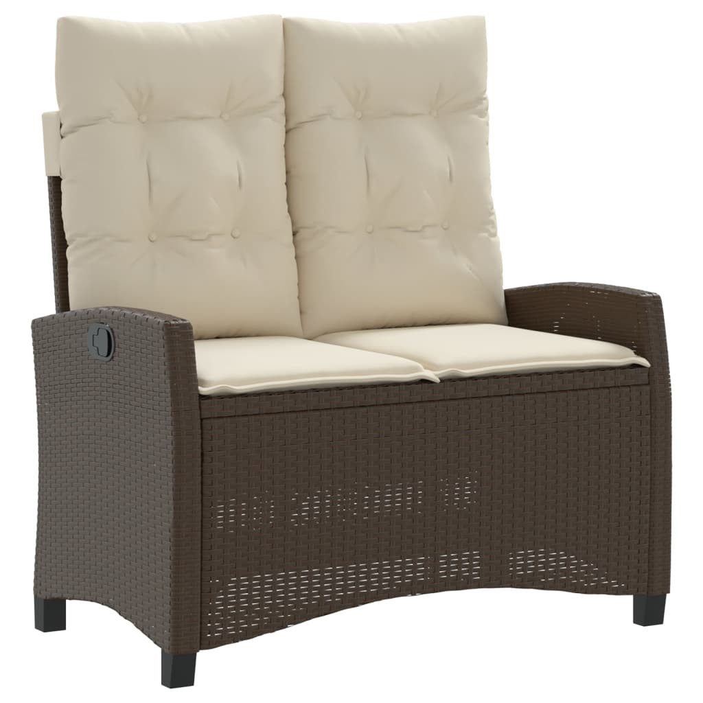 vidaXL Gartenbank Gartenbank Verstellbar mit Kissen Braun Poly Rattan (1-St)