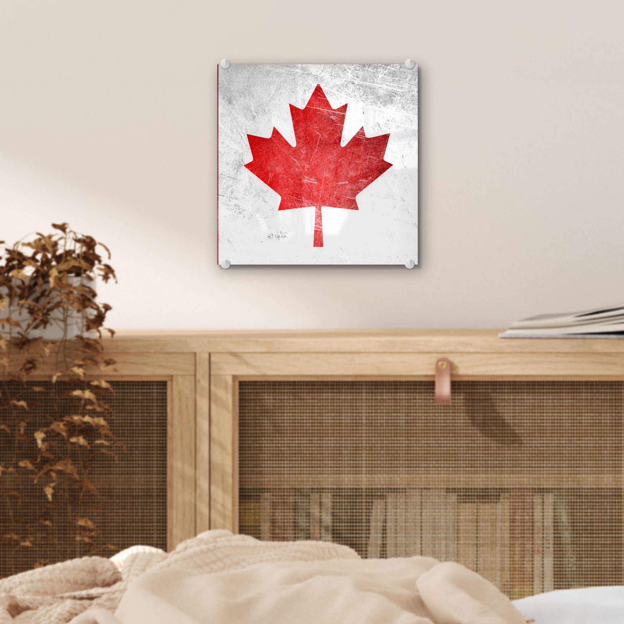 auf - Bilder Flagge Wandbild Wanddekoration Kanada MuchoWow St), auf auf Edelstahl, (1 - Acrylglasbild Foto Glas - Glas von Glasbilder