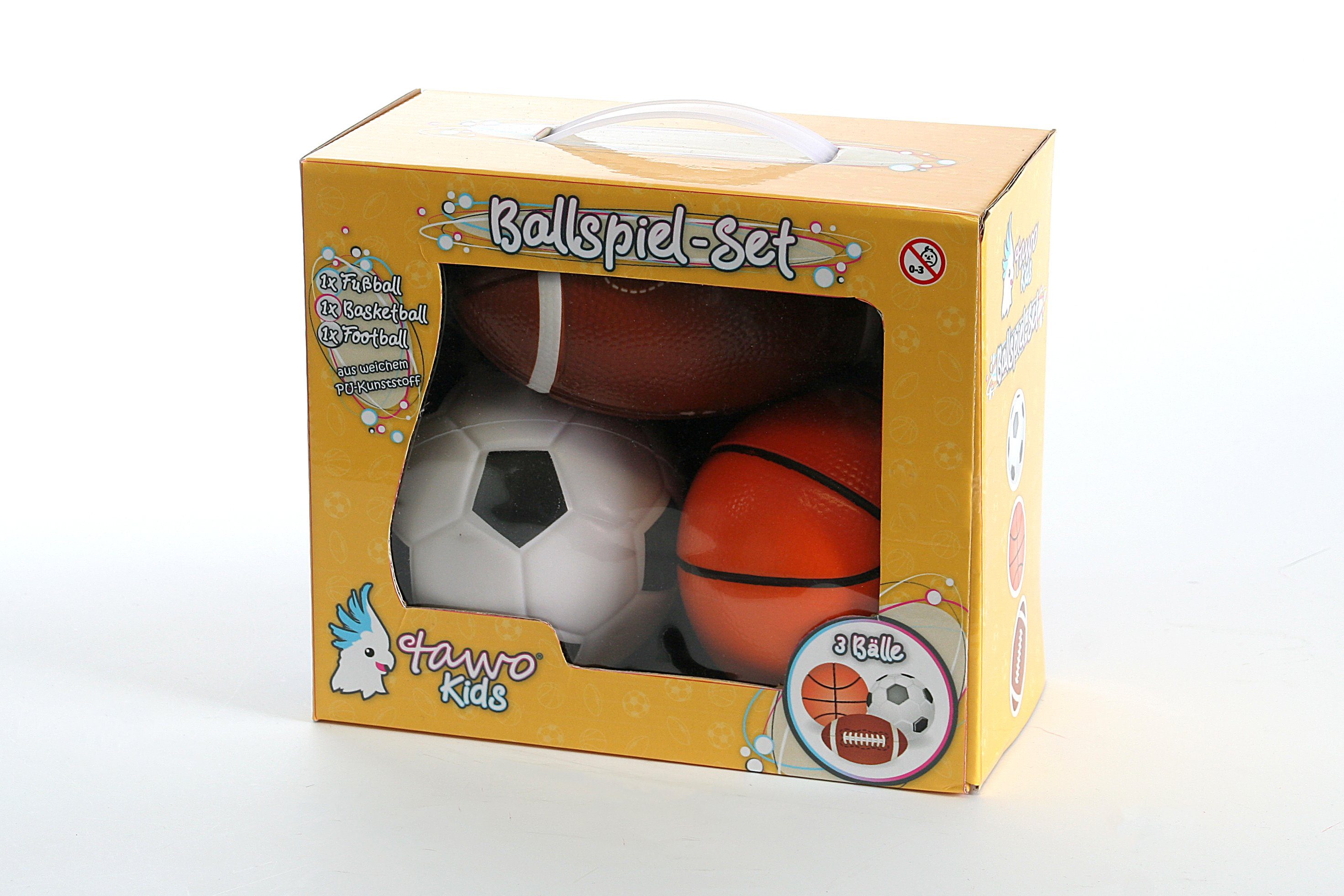 Wackadoo Living Fußball 3er Kinder-Ball-Set, für Fußball, Basketball und Football