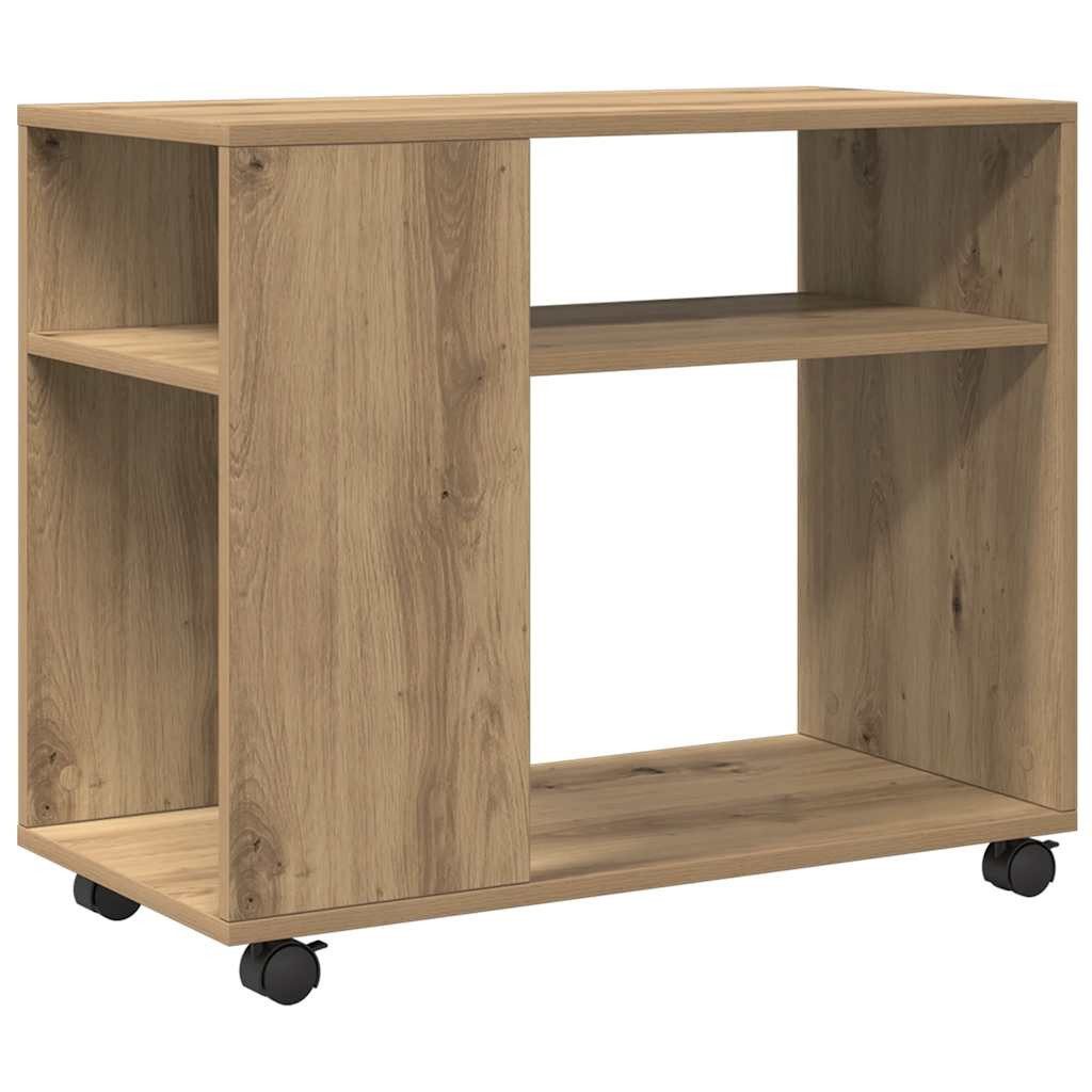 vidaXL Beistelltisch Beistelltisch mit Rollen Artisan-Eiche 70x35x60cm Holzwerkstoff (1-St)