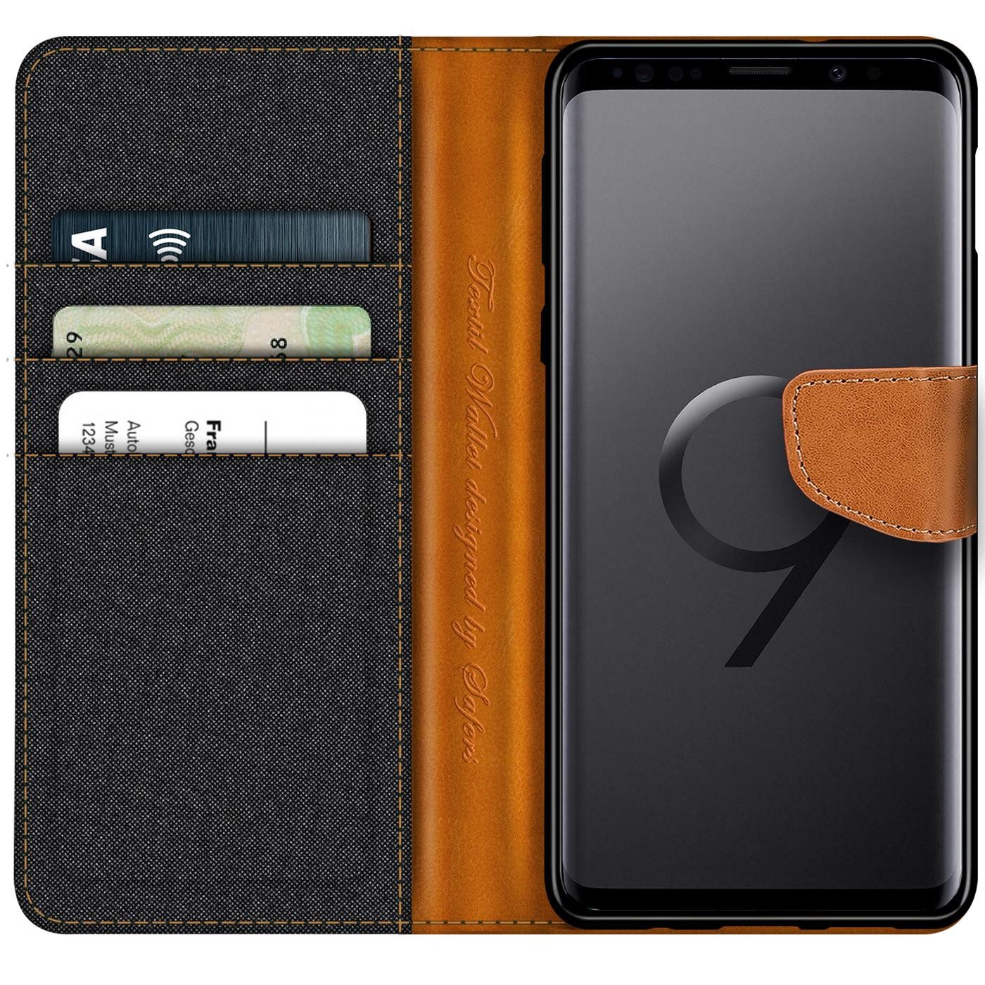 CoolGadget Handyhülle Denim Schutzhülle Flip Case für Samsung Galaxy S9 5,8 Zoll, Book Cover Handy Tasche Hülle für Samsung S9 Klapphülle
