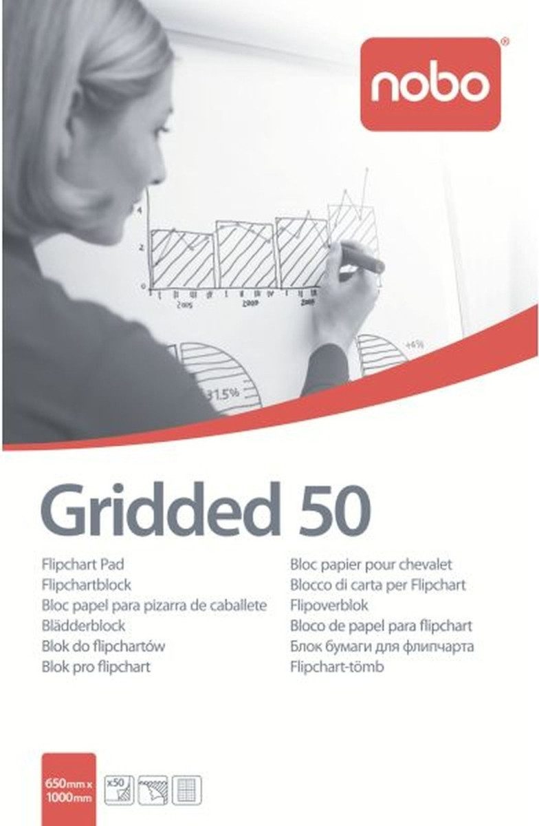 NOBO Flipchartblock Flipchartblock 65x100cm 50 Blatt kariert weiß