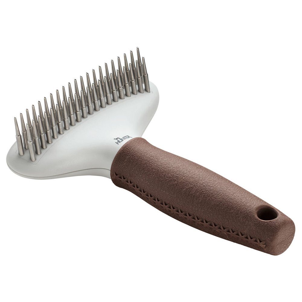 Hunter Tierbedarf Striegel Entwirrungsstriegel Spa braun/grau, zweireihig für Hunde