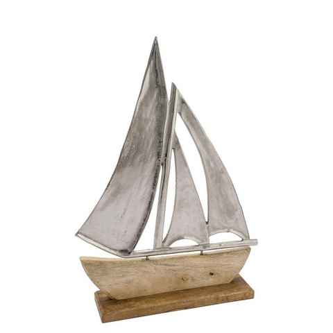 Spetebo Dekoobjekt Alu Boot Aufsteller maritim - 20 cm / klein (Stück, 1 St., Deko Aufsteller), Mango Holz Tisch Figur Küsten Deko
