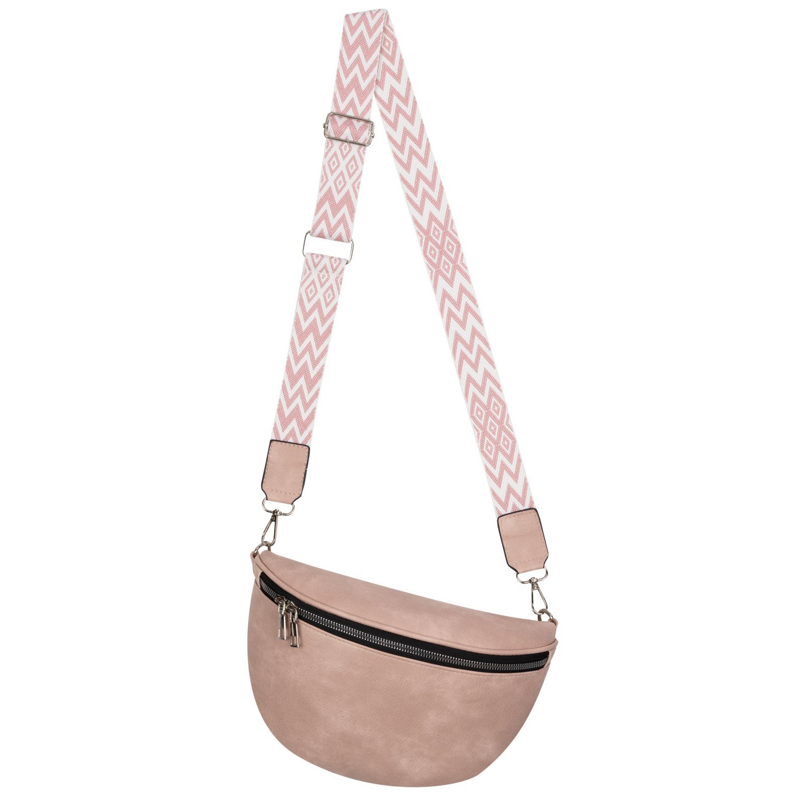 EAAKIE Gürteltasche Bauchtasche Umhängetasche Crossbody-Bag Hüfttasche Kunstleder Italy-De, als Schultertasche, CrossOver, Umhängetasche tragbar PINK