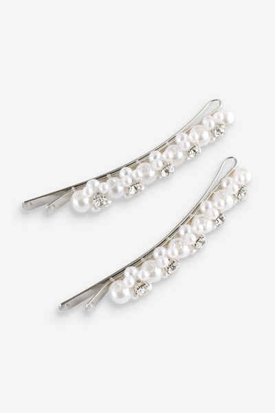 Next Haarspange Glitzer-Haarspangen mit Perlen im 2er-Pack