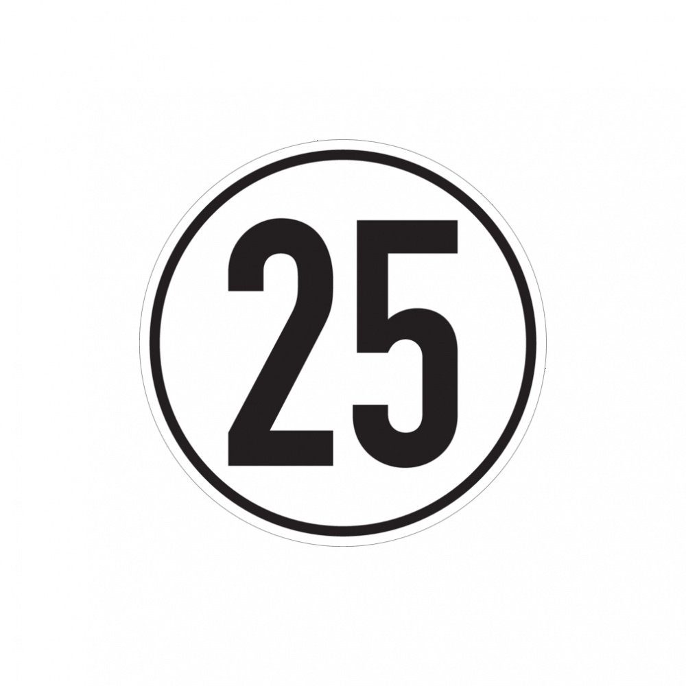 Dreifke Verkehrsschild Geschwindigkeitsschild "25" gemäß § 58 StVZO, Ø200mm, Folie