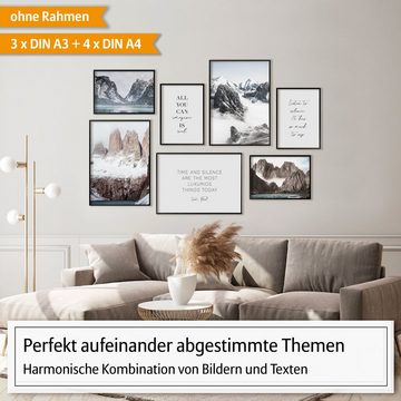 Hyggelig Home Poster Premium Poster Set - 7 Bilder Wandbilder Wohnzimmer Deko Collage, Natur (Set, 7 St), Knickfreie Lieferung Qualitätsdruck Dickes Papier