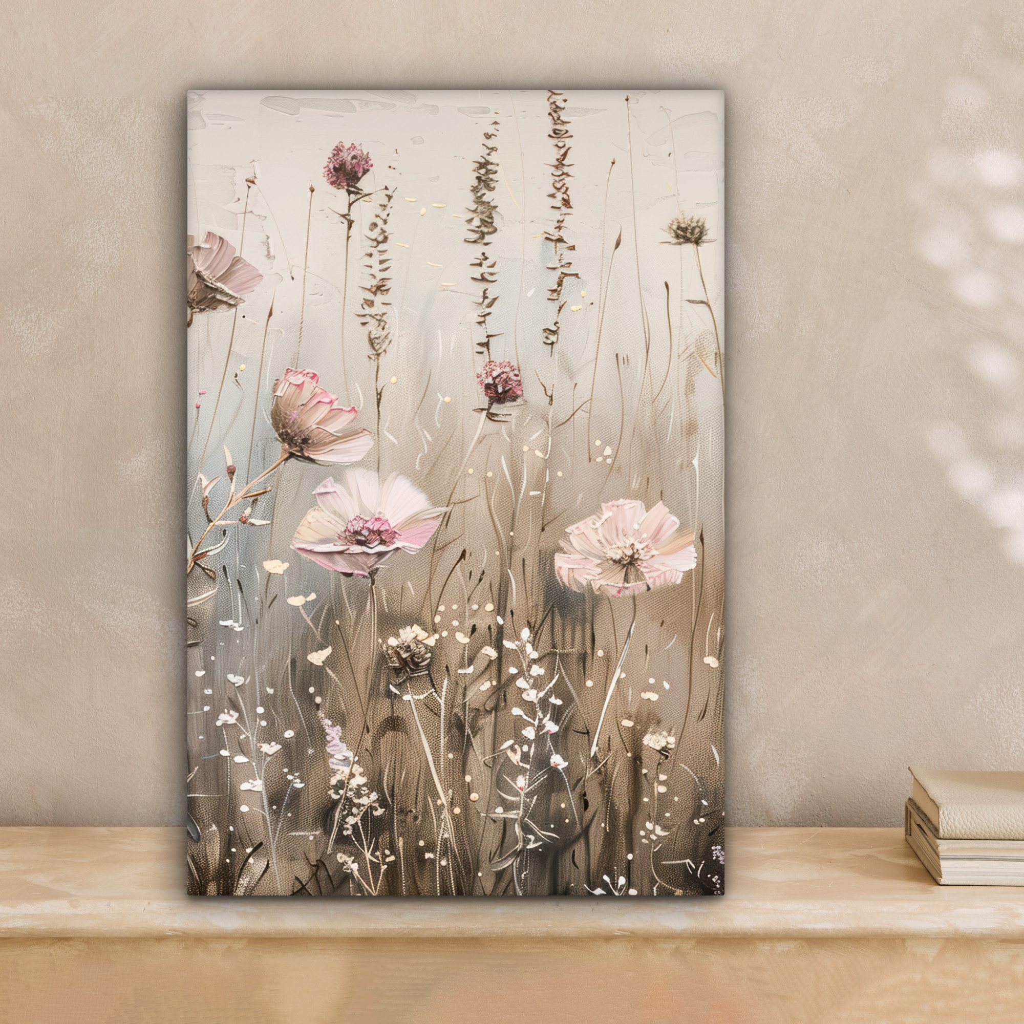 OneMillionCanvasses® Leinwandbild Blumen - Rosa - Modern - Beige, Fotodruck günstig online kaufen