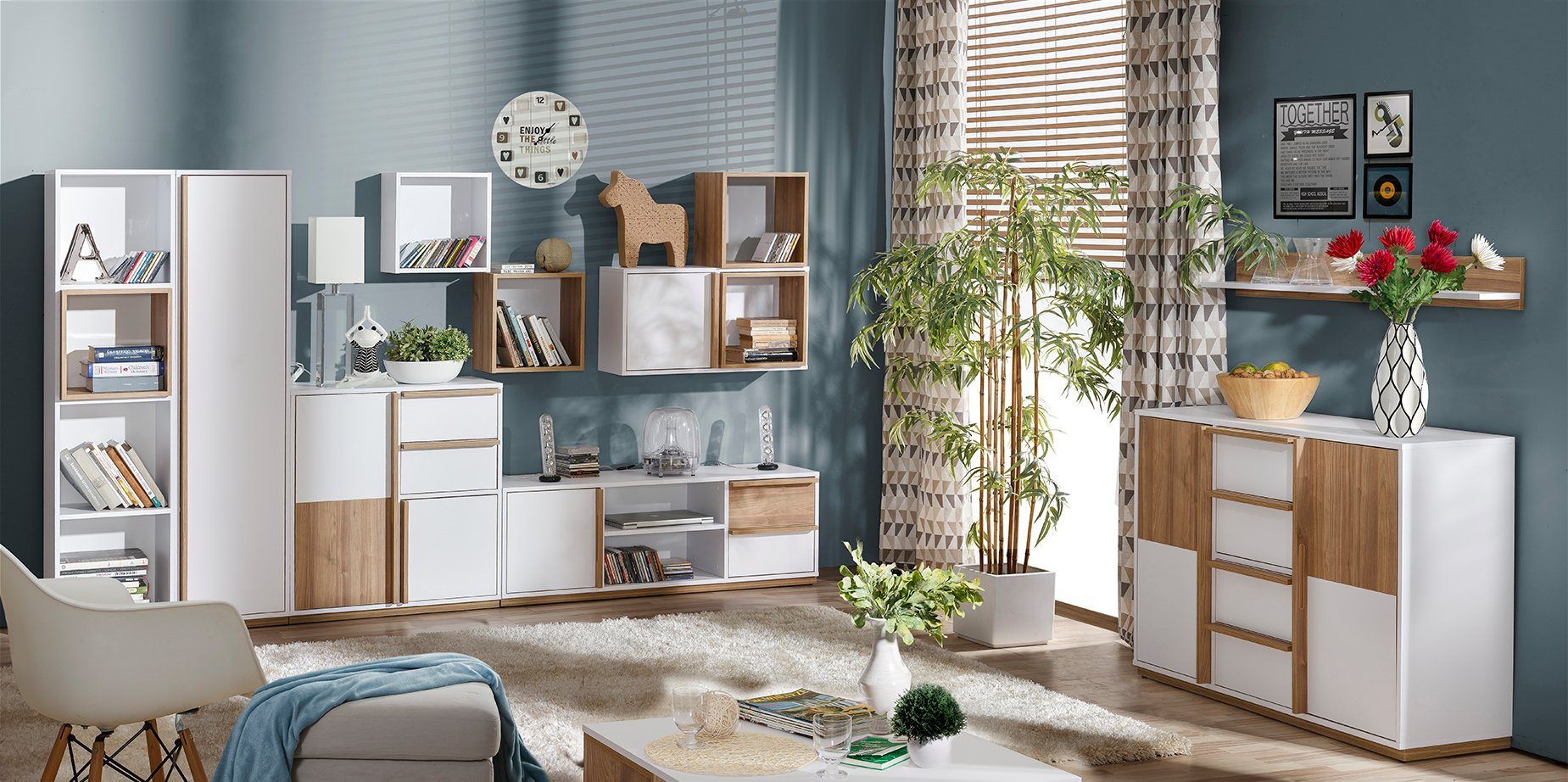 Ablage, mit Stylefy Evelin Weiß, Wandregal Modern Wandschrank, Wandregal, aus Stauraum, Design Wohnmöbel, Holzwerkstoff, viel