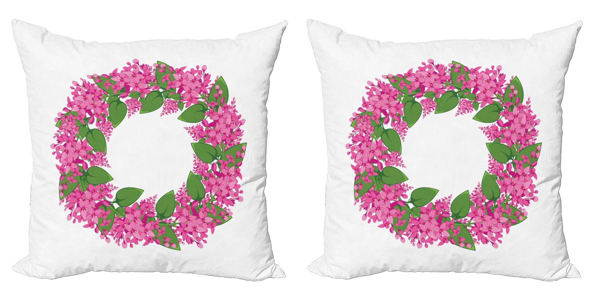 Lila Modern Blüten Accent Kranz Rosa Abakuhaus Digitaldruck, (2 Doppelseitiger Kissenbezüge Stück),