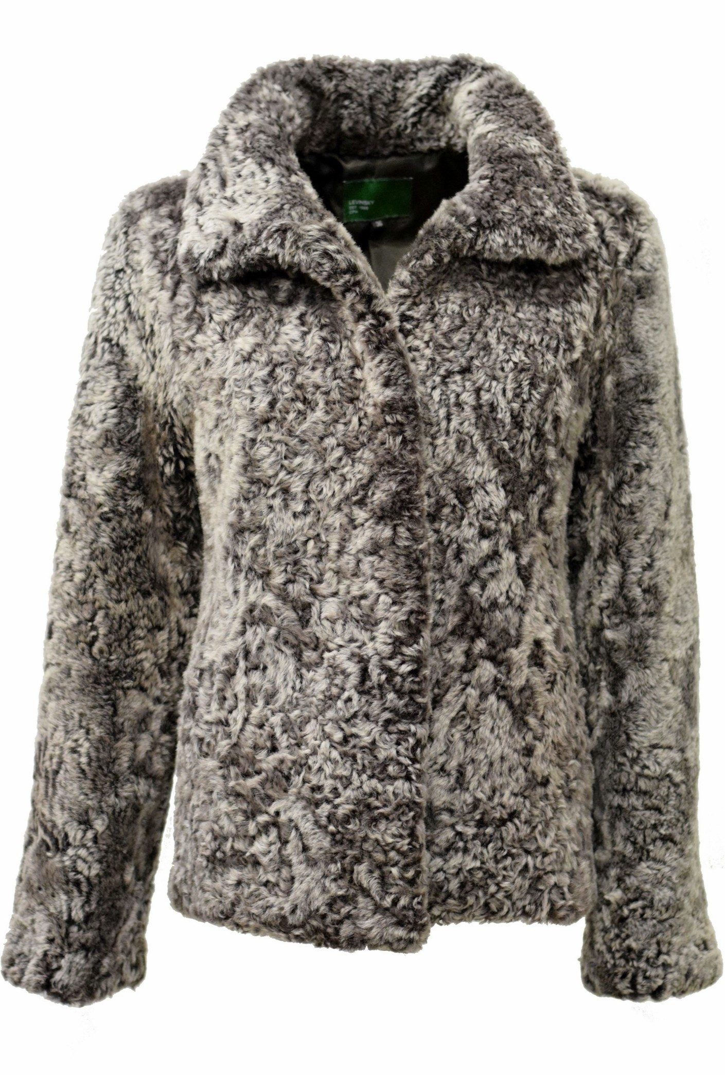 Levinsky Furs Lederjacke Irbid Curly-Lammfell, Felljacke, Grau Braun