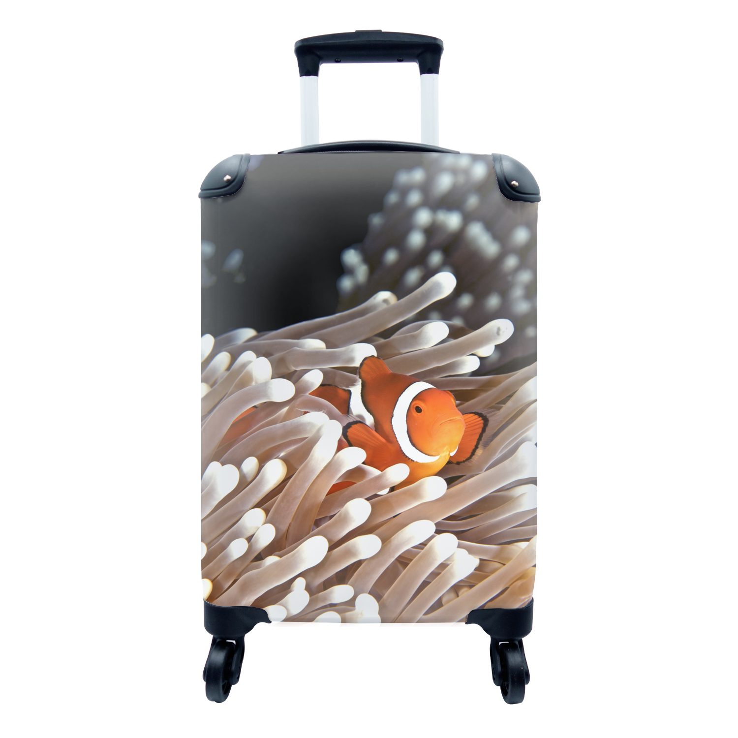 MuchoWow Handgepäckkoffer Fisch - Anemone - Orange, 4 Rollen, Reisetasche mit rollen, Handgepäck für Ferien, Trolley, Reisekoffer