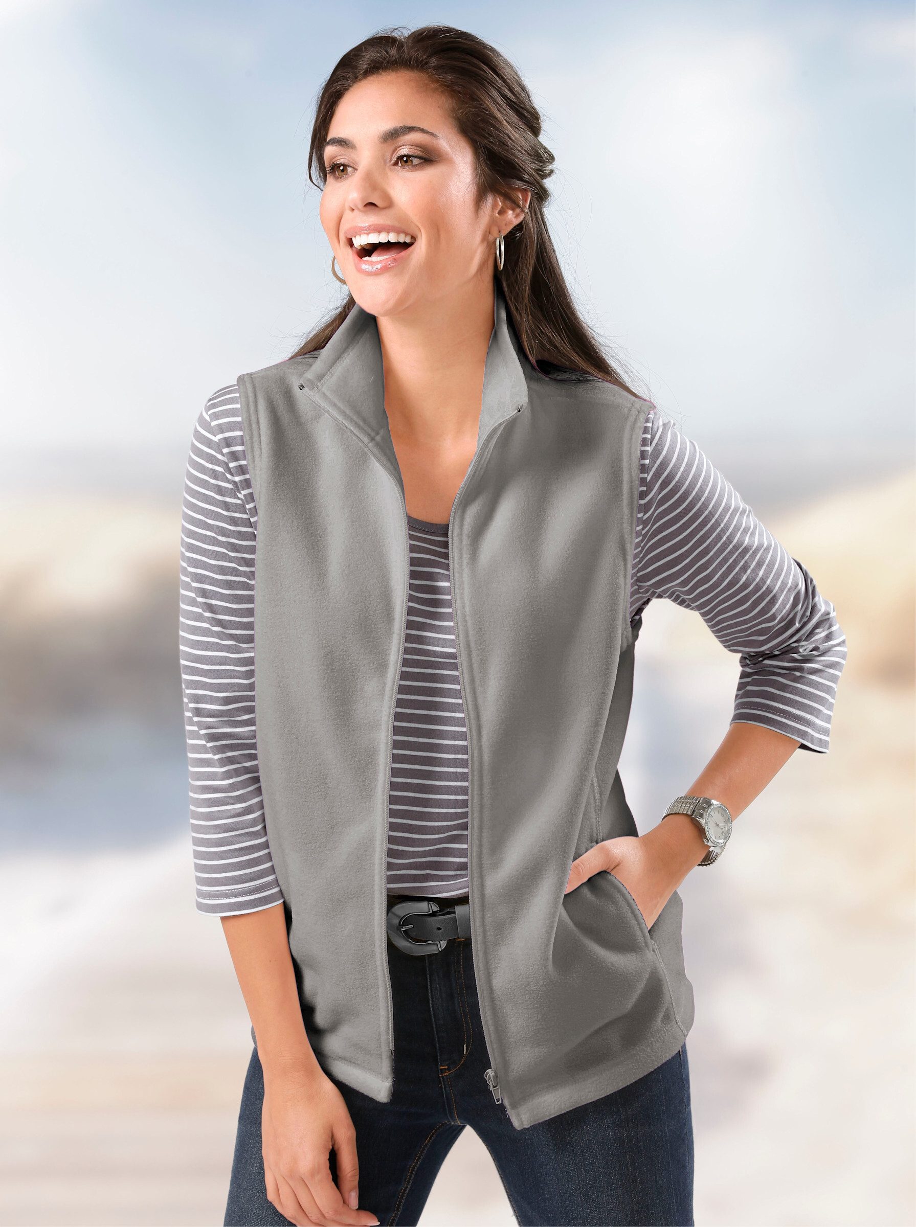 Sieh an! Fleeceweste Fleece-Weste Länge ca. 70 cm – Bild 2 von 5
