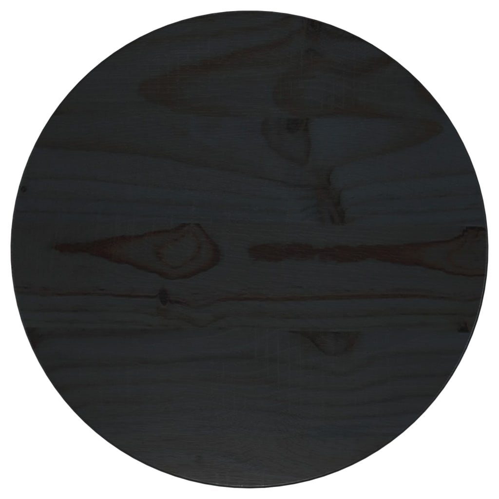 furnicato Tischplatte Schwarz Ø30x2,5 cm Massivholz Kiefer (1 St)