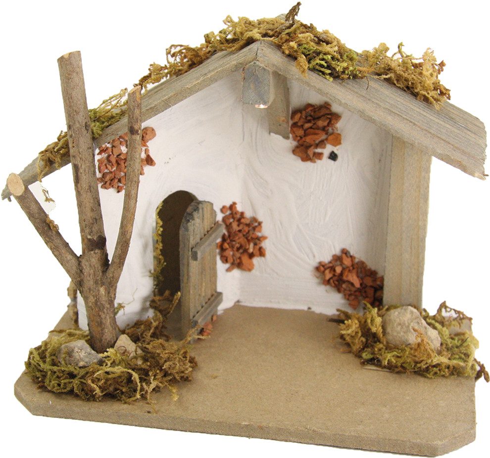 Krippe Krippenstall Stall Edeldorf mit Licht