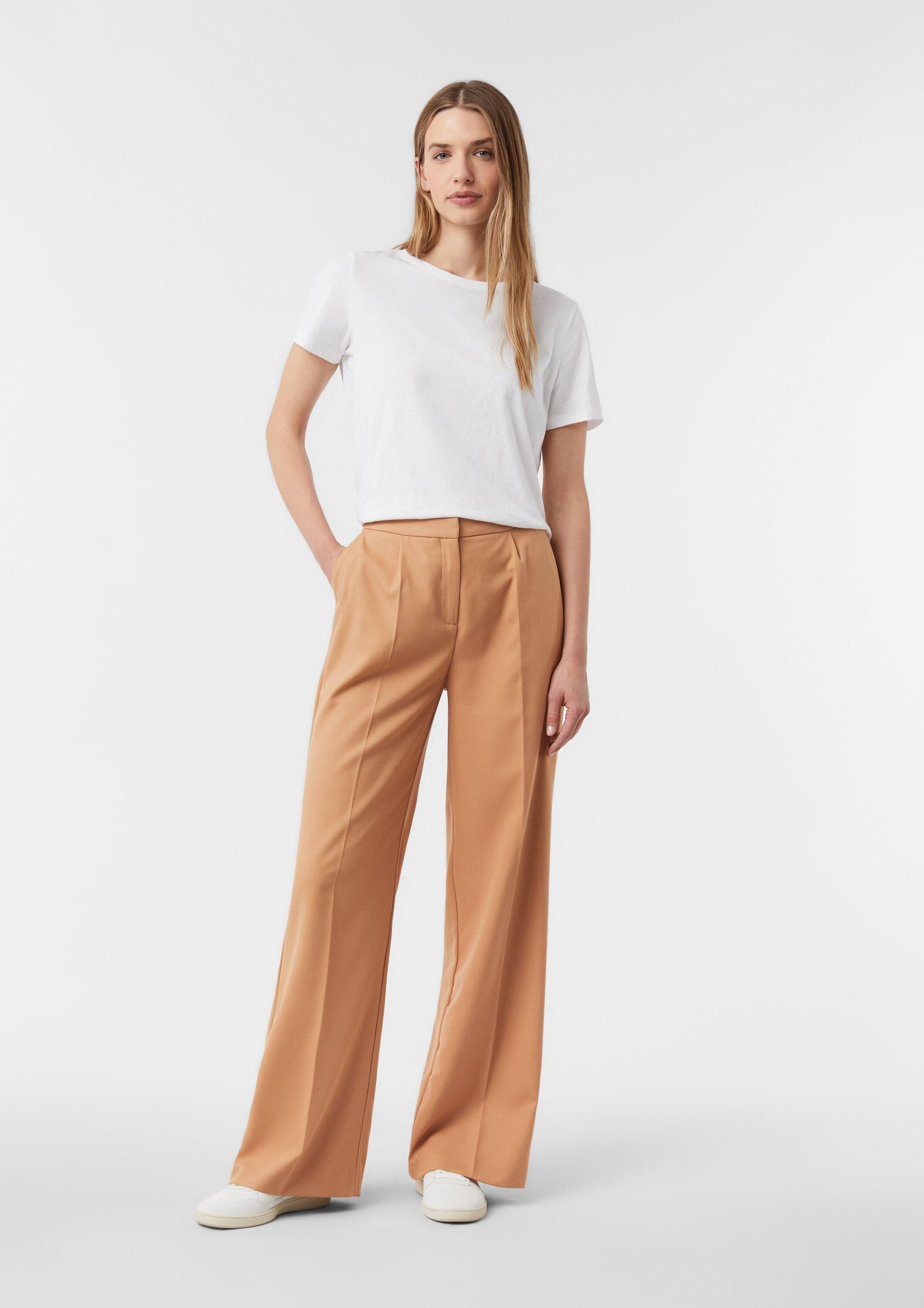 comma Chinos Hose Fließende Bundfaltenhose mit Twill-Struktur günstig online kaufen