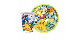 Festivalartikel Einweggeschirr-Set Neuheit! Pokemon Geburtstagsset: Teller, Becher, Servietten - 20 Stück, papier