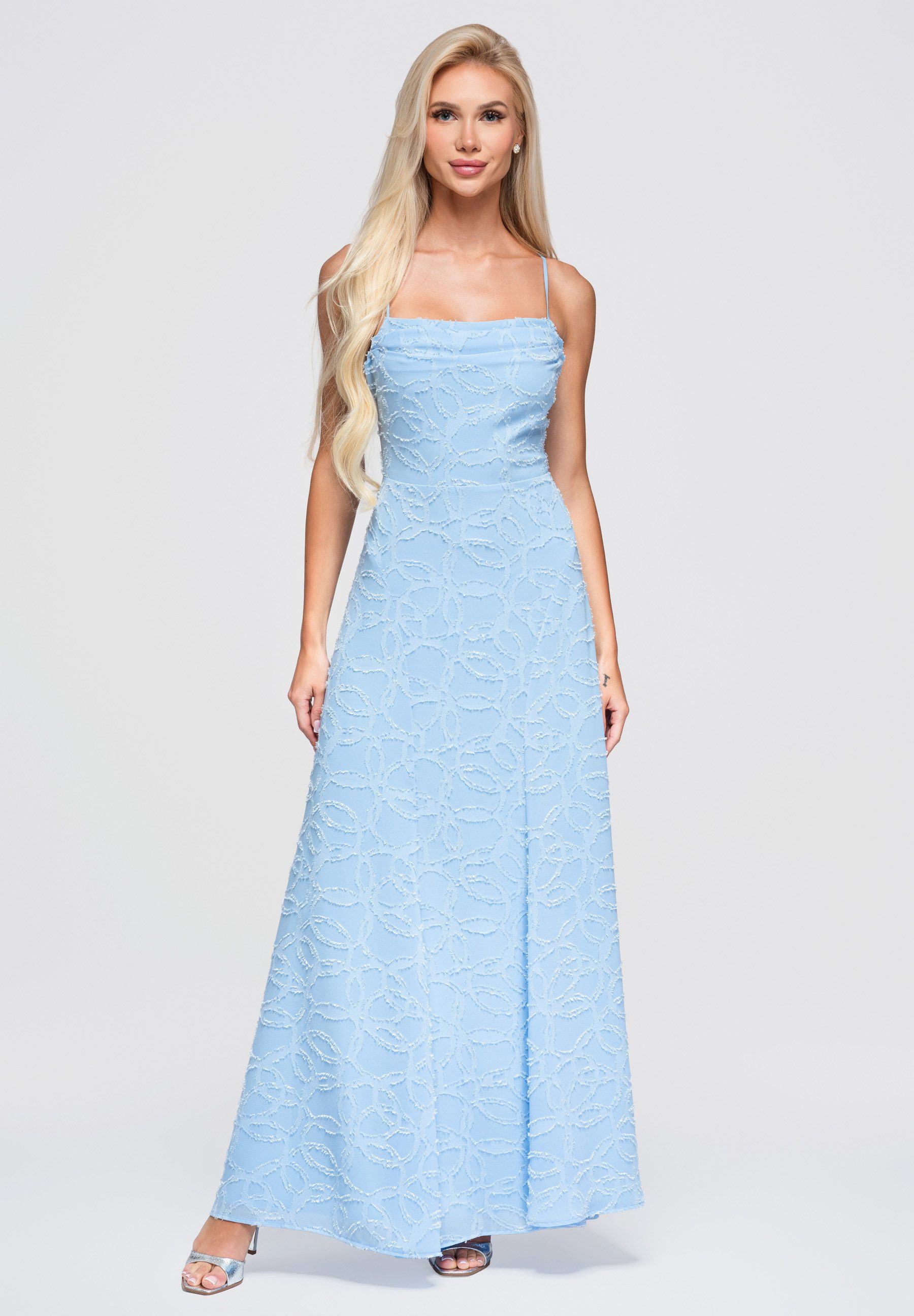 OMBRE Abendkleid Damen Abendkleid mit A-Linie und Spaghetti-Trägern Blau XS (kein Set, 1-tlg) maxi Kleid