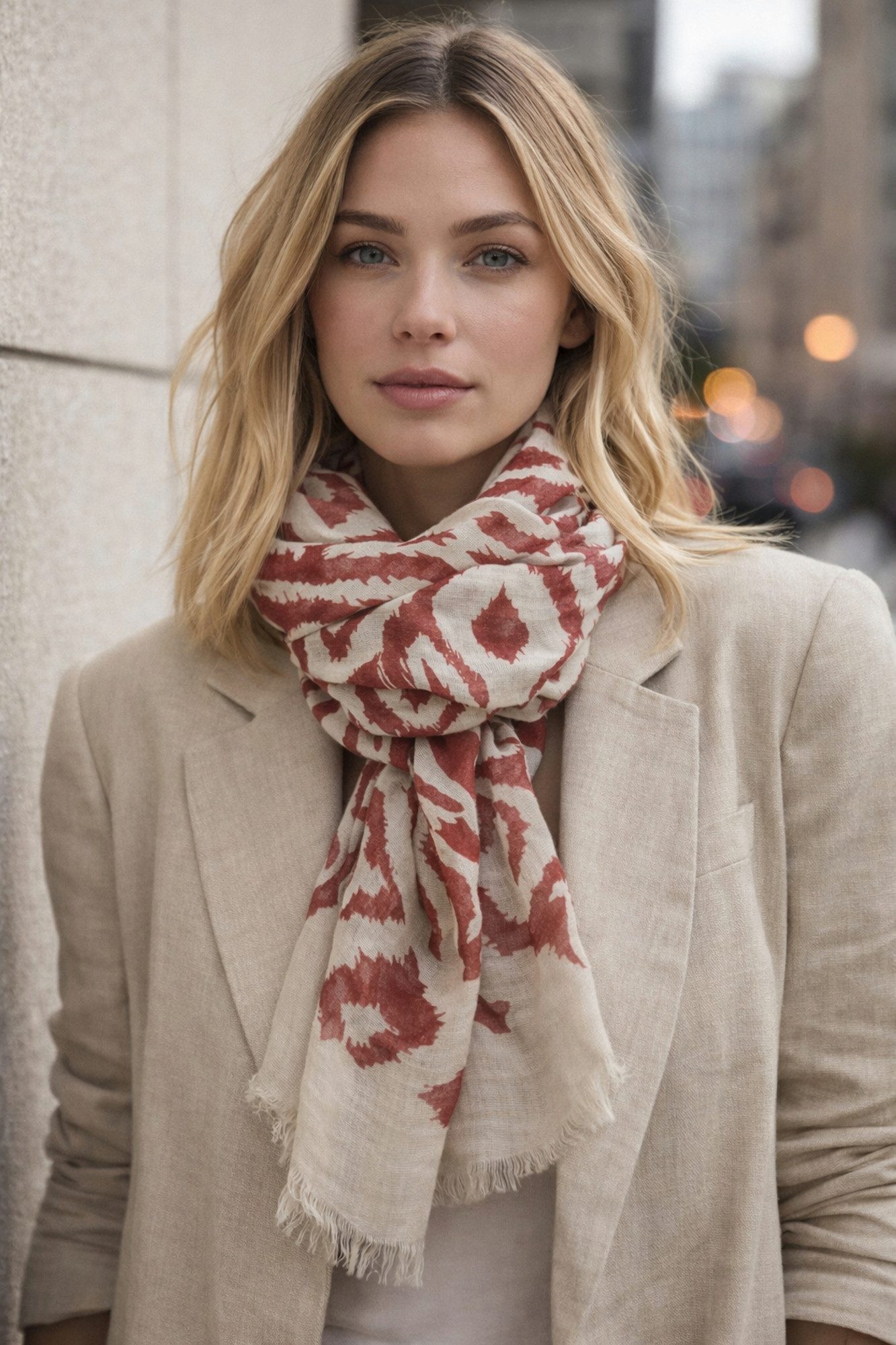 Ella Jonte Modeschal, leichter XL Sommerschal mit Ethno-Muster im Boho Ibiza Style