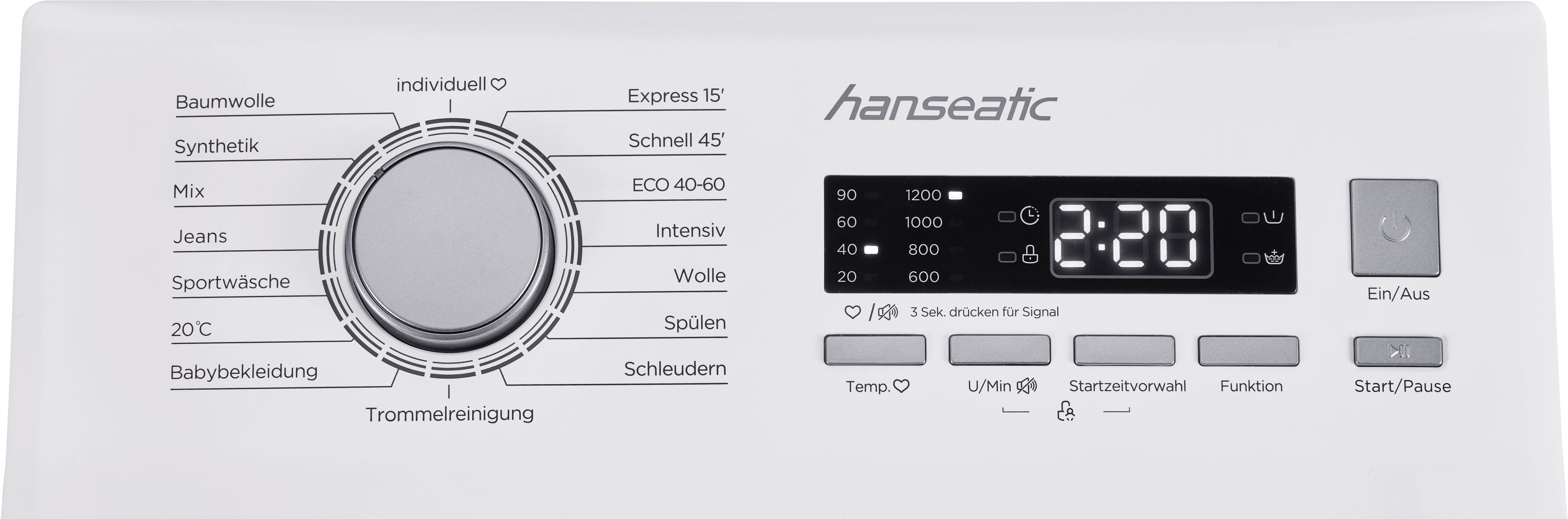 Toplader kg, Mengenautomatik, Waschmaschine HTW612D, Hanseatic U/min, 1200 6 Überlaufschutzsystem