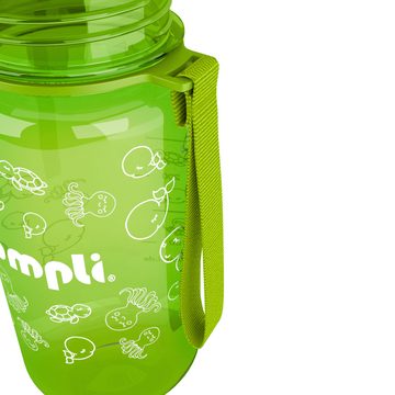 bumpli® Trinkflasche Kinder Trinkflasche 350ml +Strohhalmdeckel, Wasserflasche, BPA-frei, auslaufsicher, spülmaschinenfest, Trageschlaufe, Fruchtsieb