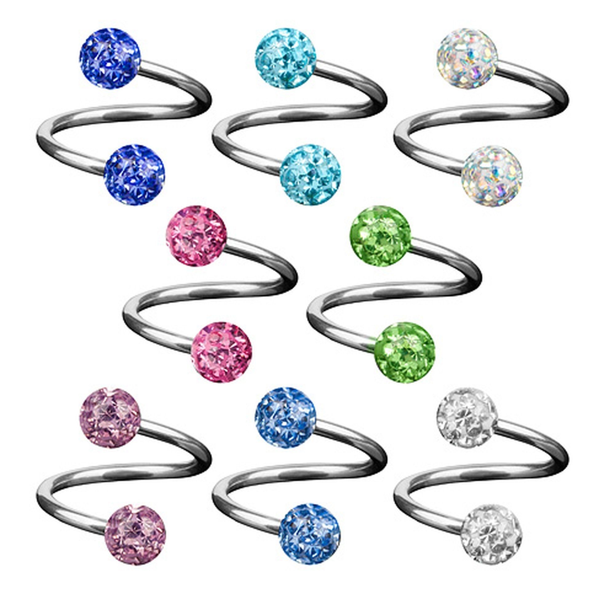 Taffstyle Piercing-Set Piercing Spirale Twist Doppel Kristall Epoxy, Lippen günstig online kaufen