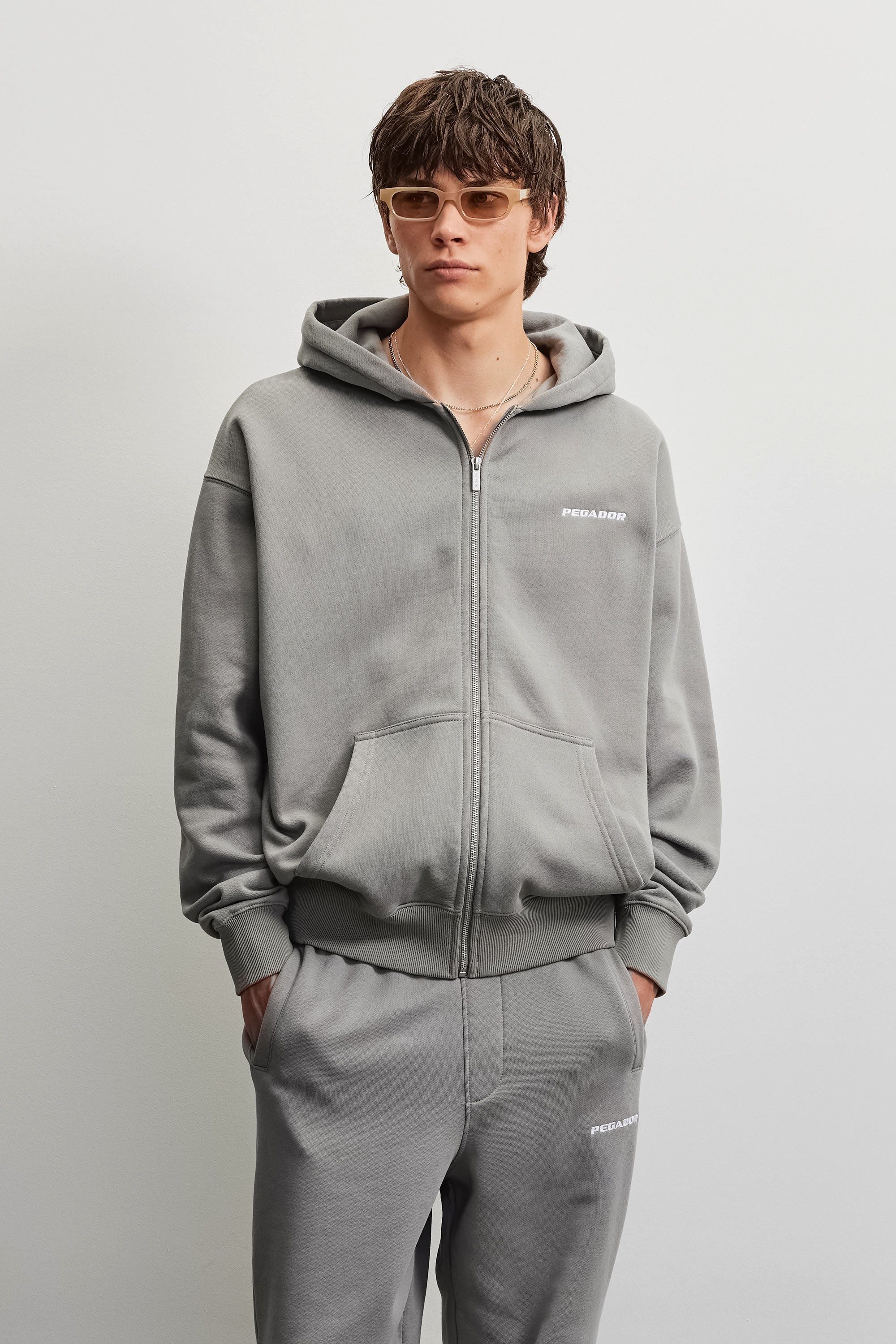 PEGADOR Kapuzensweatjacke Logo Oversized Sweat Jacket Baumwollmischung, oversize