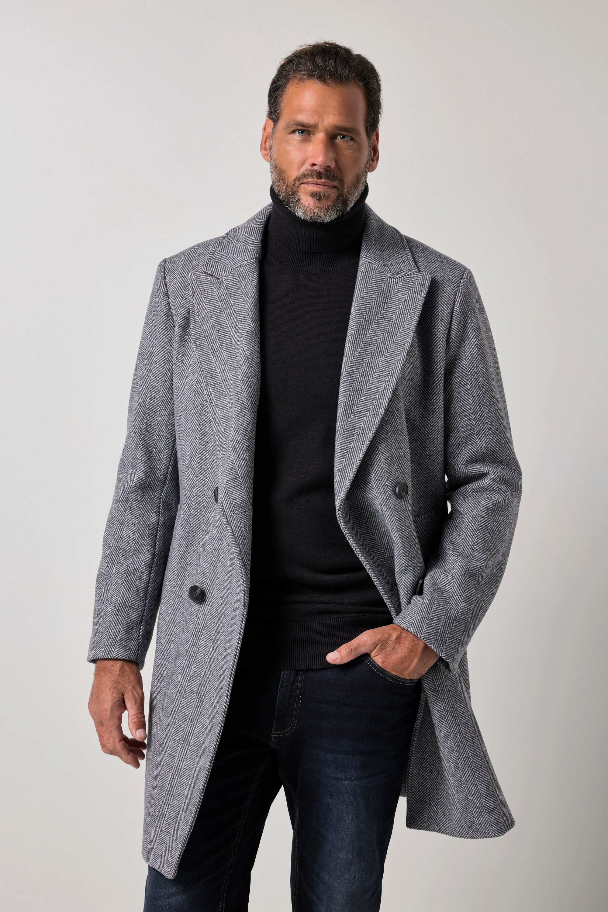 JP1880 Kurzmantel Mantel Wollmix Reverskragen bis 7 XL