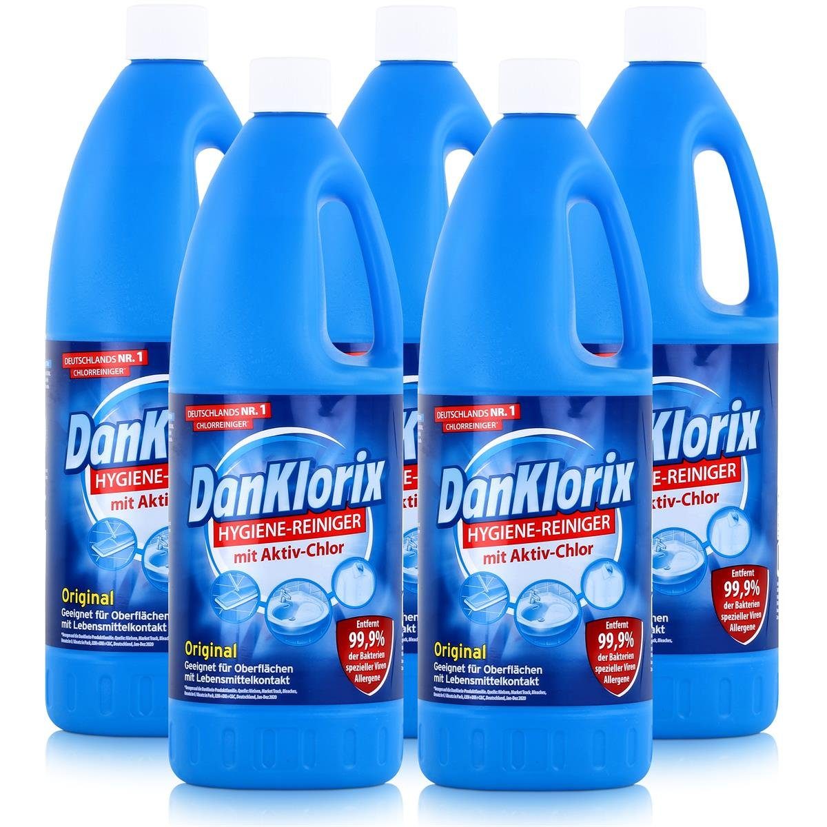 Mit (5er Aktiv-Chlor DanKlorix Hygiene-Reiniger - 1,5L Allzweckreiniger DanKlorix Pack)