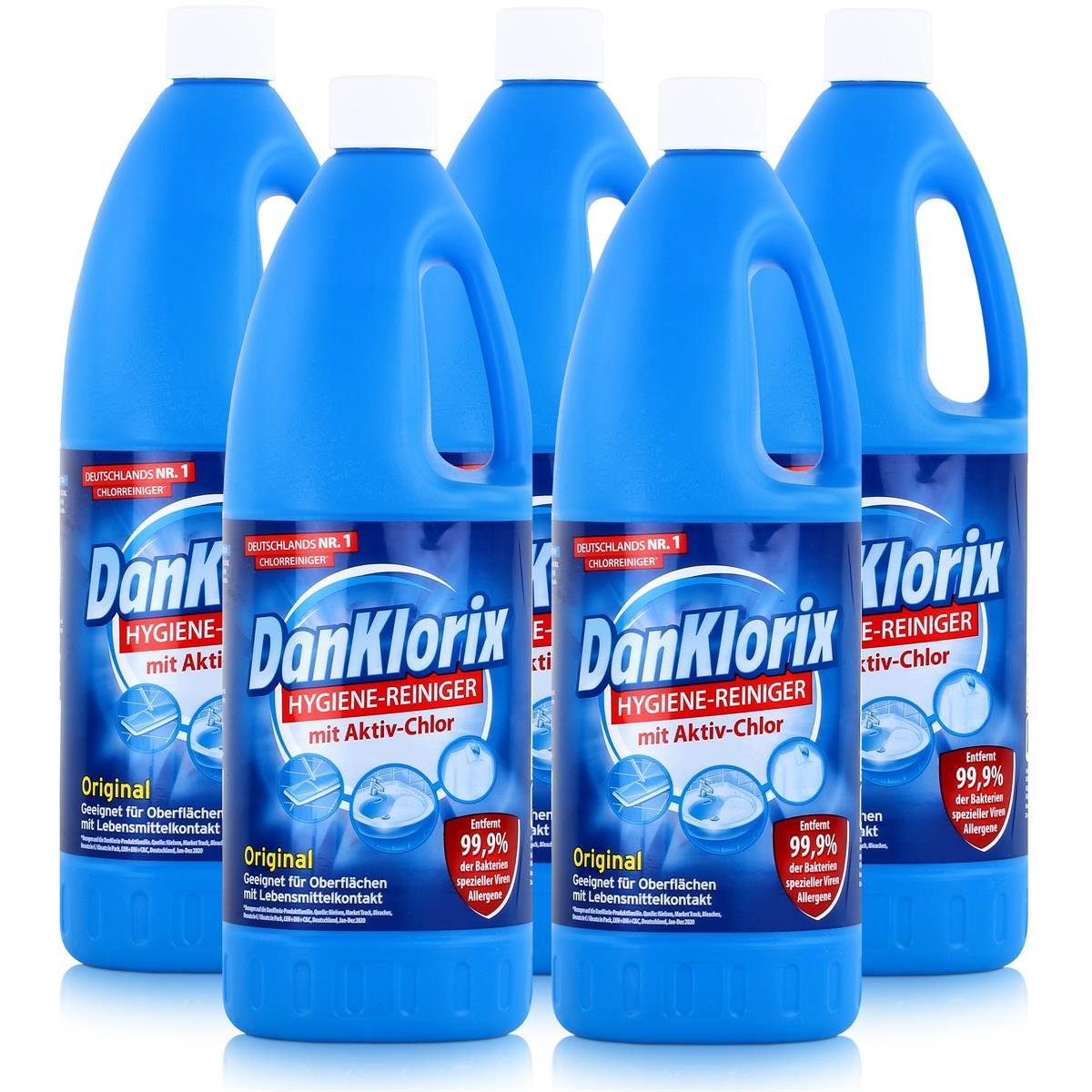 DanKlorix Hygiene-Reiniger 1,5L - Mit Aktiv-Chlor (5er Pack) Allzweckreiniger
