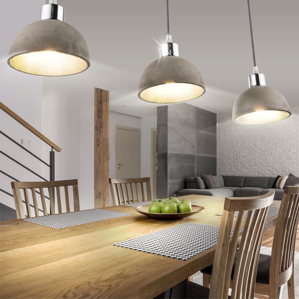 etc-shop Hängeleuchte, Leuchtmittel Holz Strahler Wohn nicht Hänge Beton Lampe inklusive, Ess Lampe Zimmer Decken Pendel