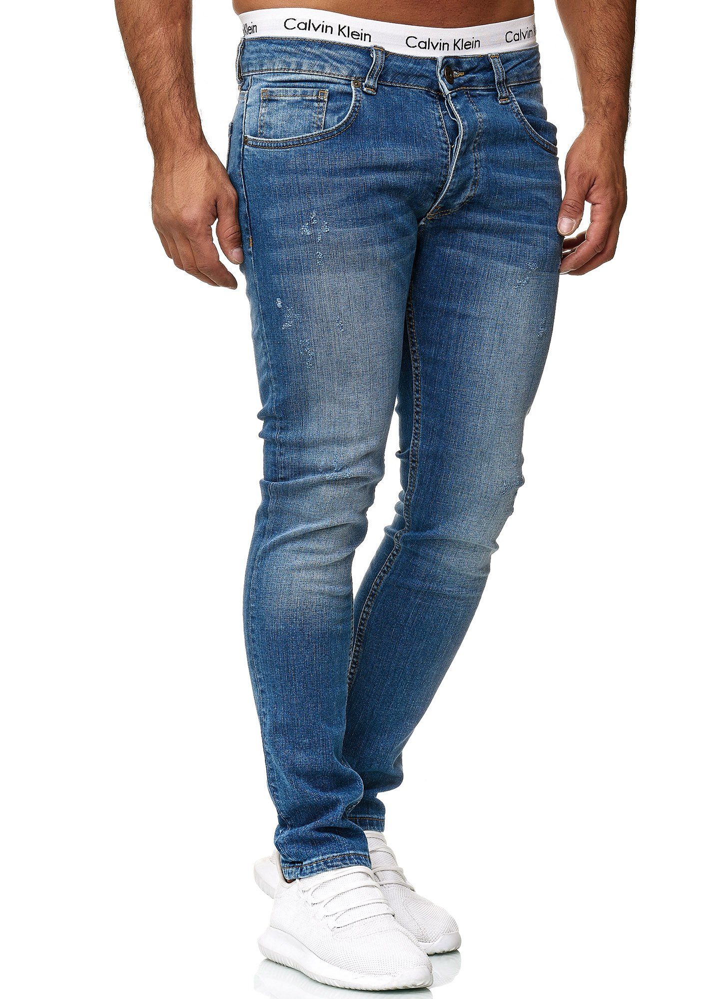 Code47 Skinny-fit-Jeans Code47 Designer Herren Jeans Hose Regular Skinny Fit Jeanshose Basic 601 Old Blue Used