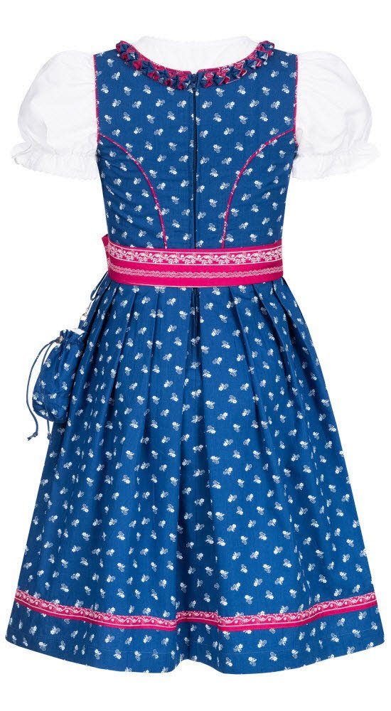 Nübler Dirndl Mädchen Dirndl im traditionellen Stil Kinder Trachten, Blau (Dirndl Set DEMI, 3-tlg., Dirndl Kleid mit Bluse und Schürze) Kinder Tracht im bayerischen Stil - Trachtenmode Kinder