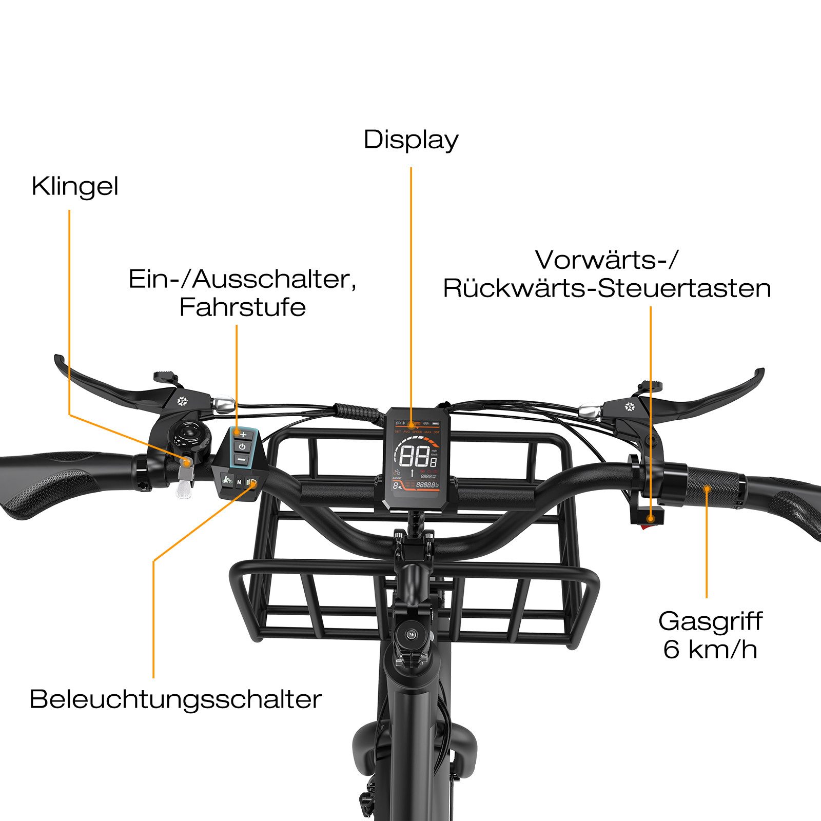 ELEKGO E-Bike Elektrisches Dreirad 20*3,0 zoll E-Dreirad Cargo mit 48V18Ah Akku Lastenfahrrad, 1 Gang, Kettenschaltung, Heckmotor, 864 Wh, Mit Körben vorne und  – Bild 5 von 5