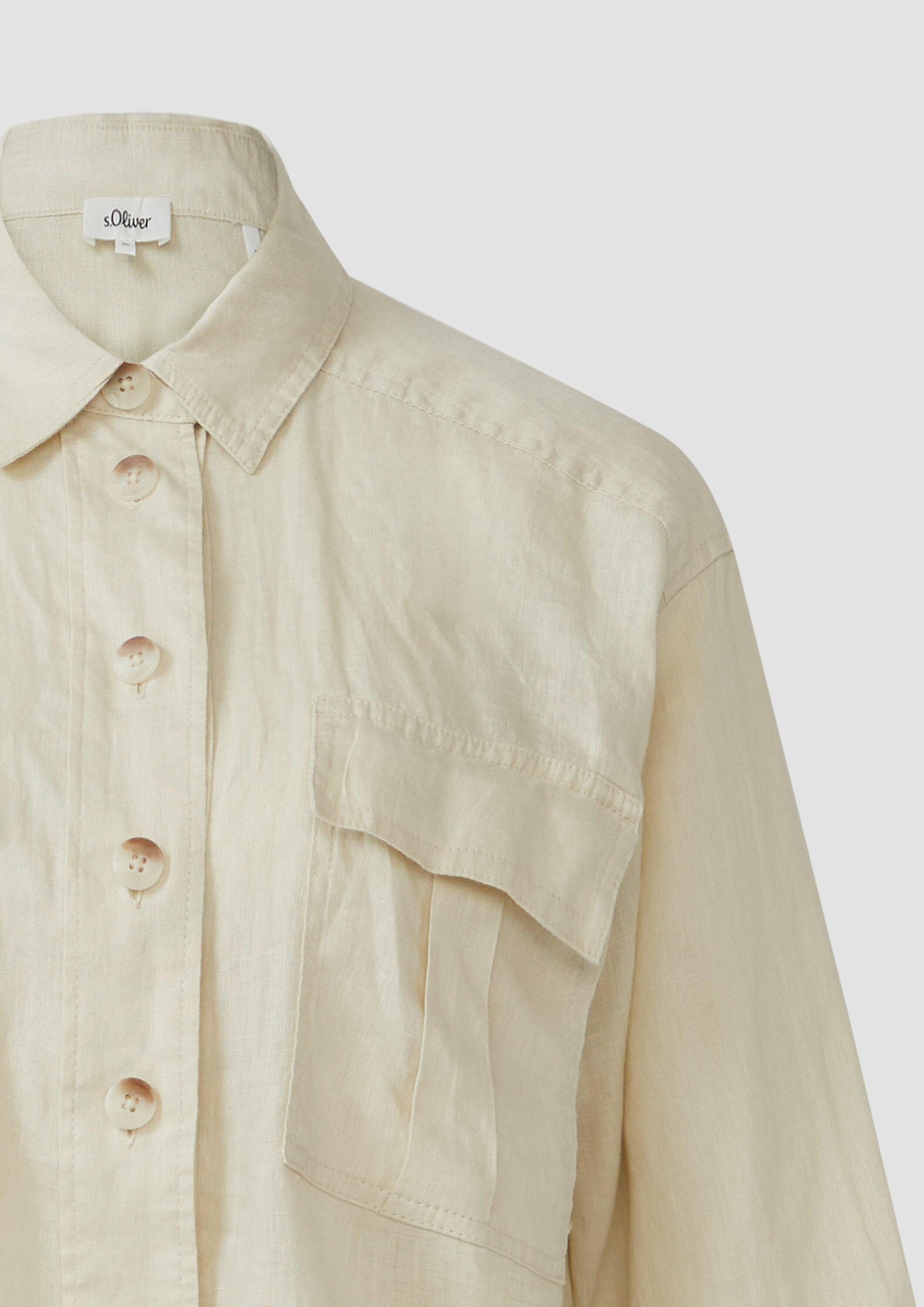 s.Oliver Kurzarmbluse Bluse Leinen-Overshirt im Relaxed Fit mit weiten 3/4-Ärmeln