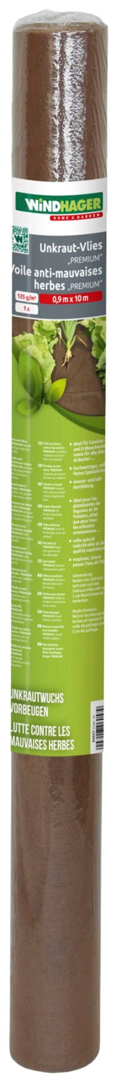 Windhager Unkrautvlies Premium, Mulchvlies für Unkrautschutz, (1-St), Wachstumsvlies naturbelassen, 10 x 0,9 m, 125 g/m²