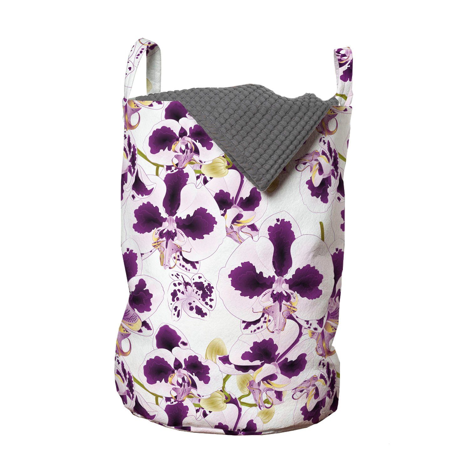 Abakuhaus Wäschesäckchen Wäschekorb mit Griffen Kordelzugverschluss für Waschsalons, Blumen Phalaenopsis-Orchideen-Blumen