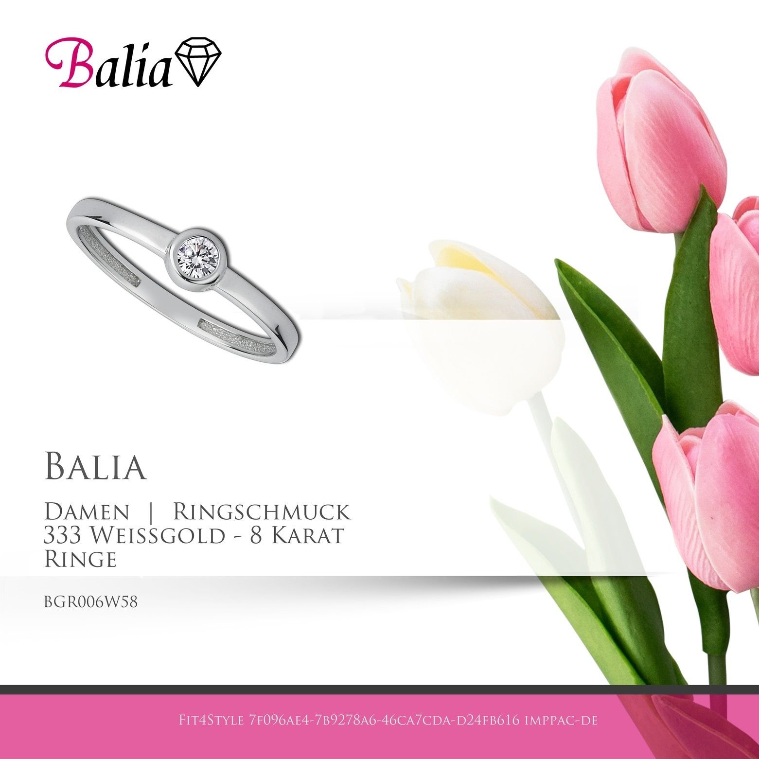 Balia Goldring Balia 8Karat Gr.58 Ring Weißgold (18,5), Ring 58 aus 333, Farbe: (Fingerring), Gold silber weiß, Damen Damen Kristall