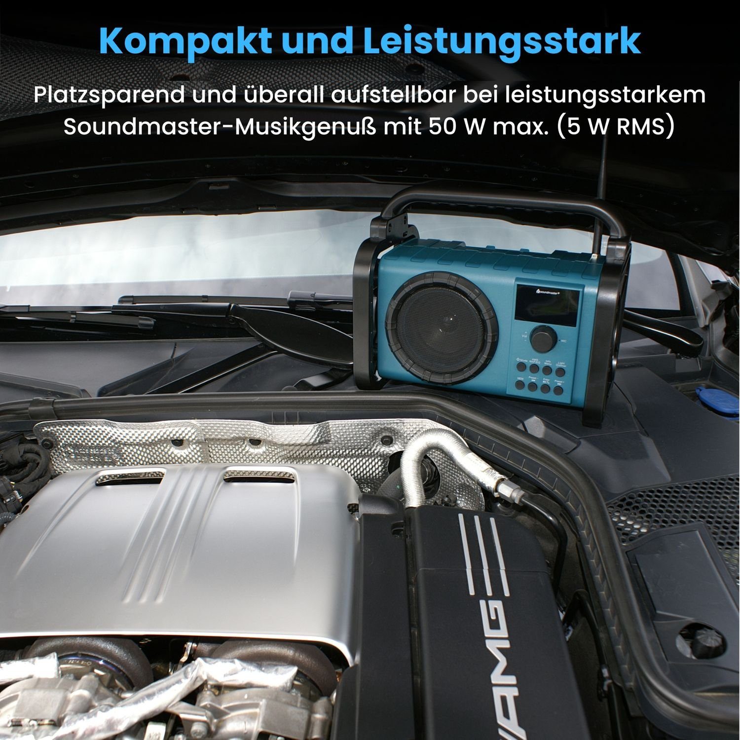 AM) Soundmaster DAB+ Digitalradio (DAB+, Akku DAB80OR MW, Baustellenradio spritzwassergeschützt (DAB) IP44 PLL-UKW, FM, Bluetooth