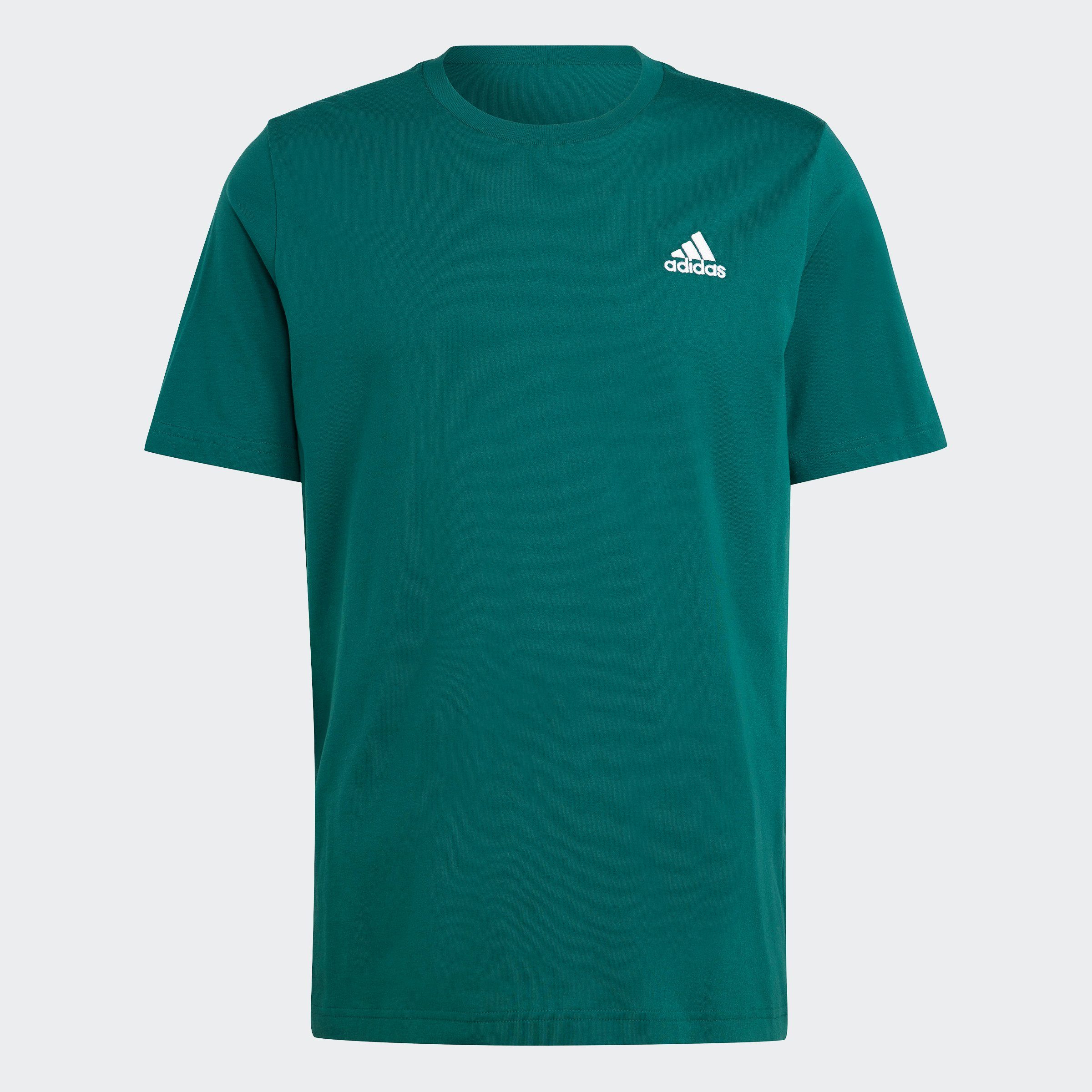 Green ESSENTIALS Sportswear SMALL LOGO T-Shirt Collegiate EMBROIDERED SINGLE JERSEY adidas