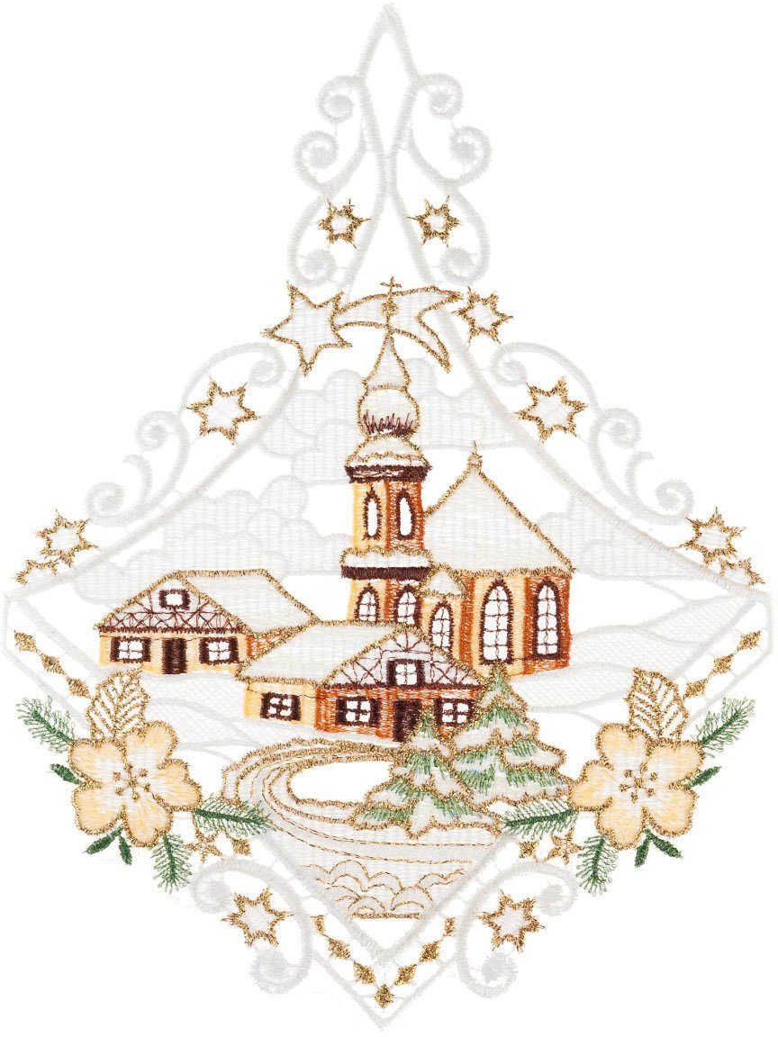 W. Reuter & Sohn - Plauener Spitze® Fensterbild Kirche, Made in Germany