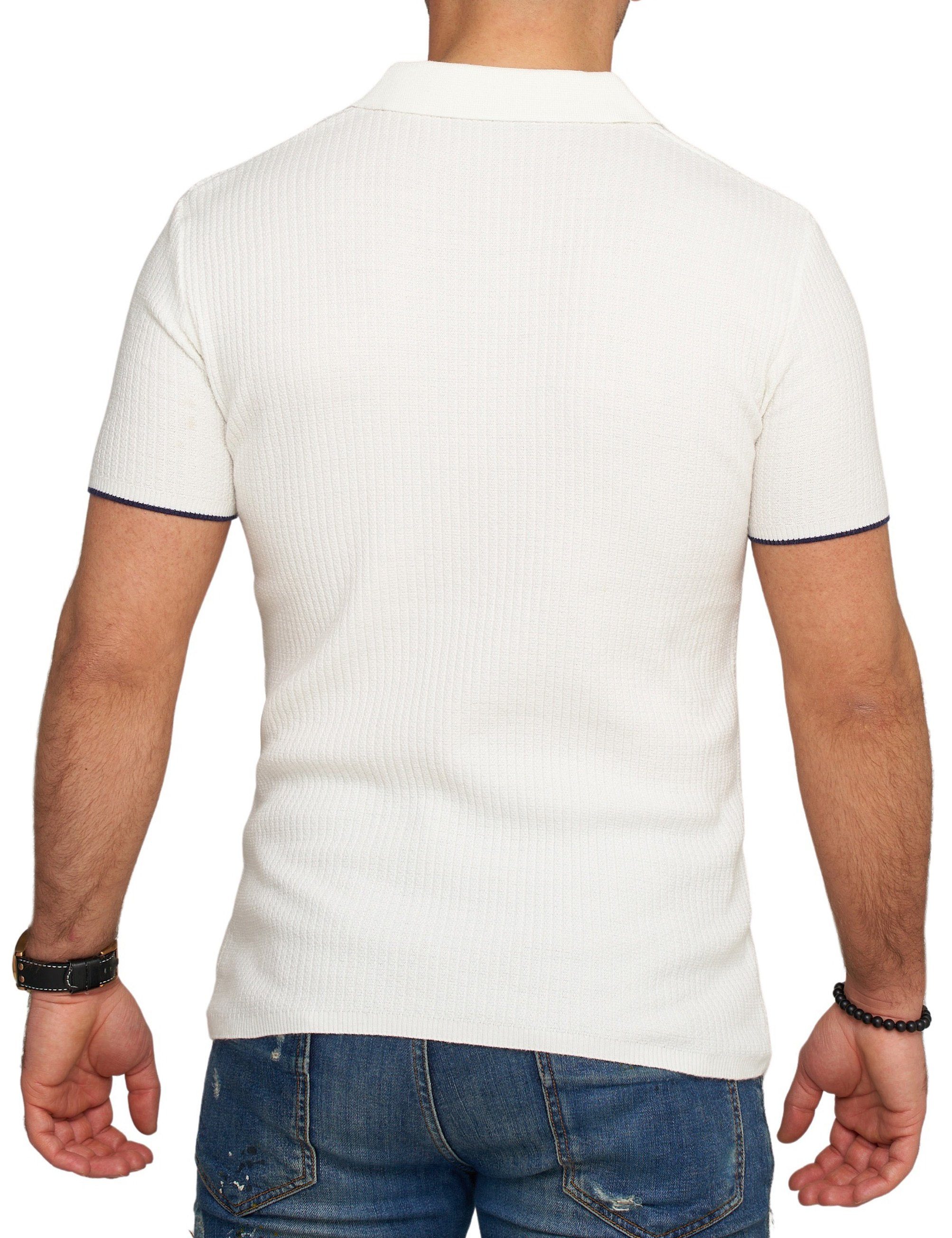 Kurzarm Polo CRMANAUS Weiß Rippstrick T-Shirt CARISMA Poloshirt