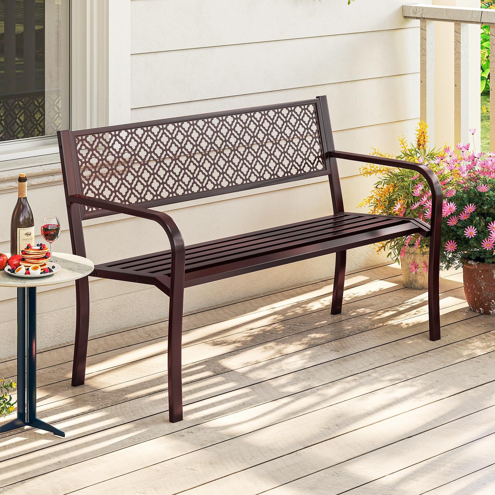 COSTWAY Gartenbank, 127cm Sitzbank für 2-3 günstig online kaufen