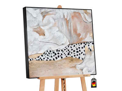 YS-Art Gemälde Stil, Tiermuster Dalmatiner Leinwand Bild Handgemalt mit Rahmen