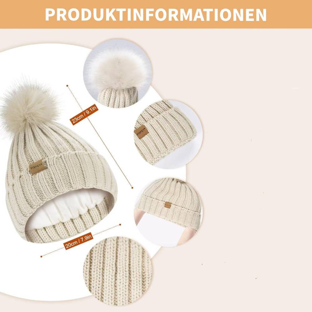 Blusmart Mütze & Schal Wintermütze, Schal und Handschuhe für Damen (Touchscreen-Handschuhe, 3-tlg., Bequem und warm) Für winterliche Outdoor-Aktivitäten wie Skifahren