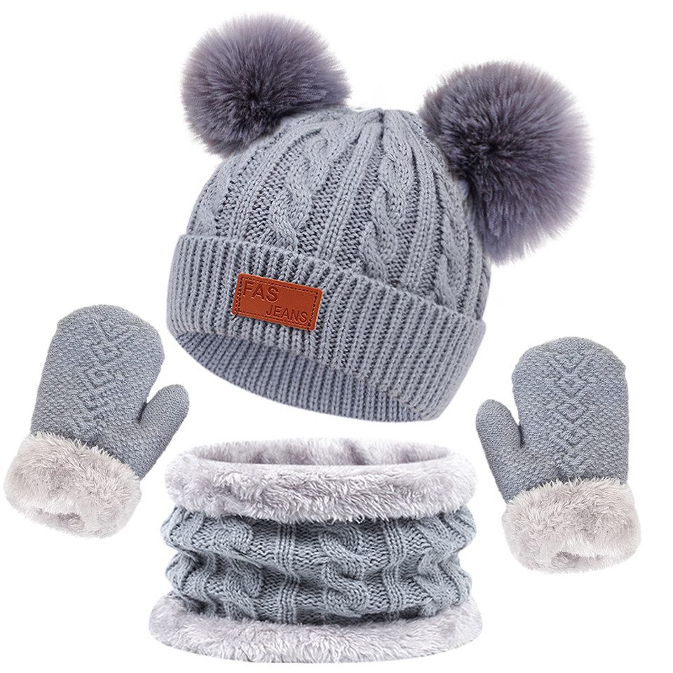 nsihing Filzhut 3-teiliges Kinder Winterset – Mütze, Schal & Handschuhe für Mädchen & Jungen, warme Winter Accessoires für Kinder 1–4 Jahre